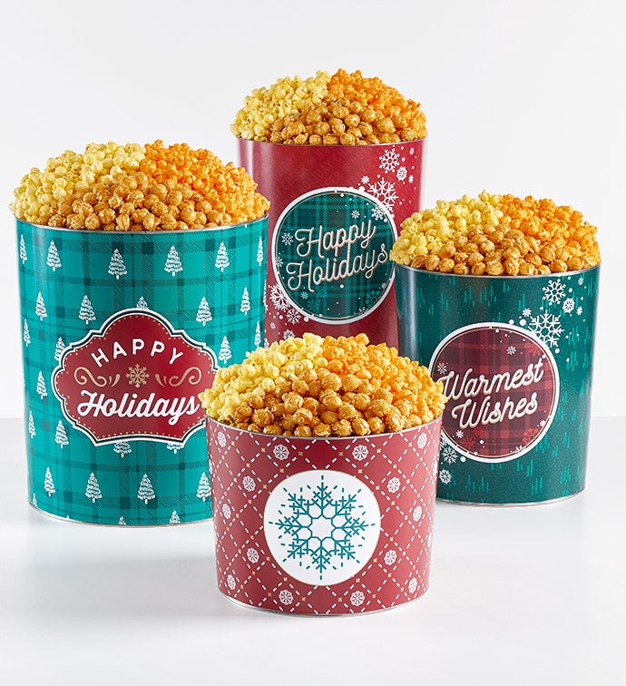 Cozy Holiday 2 Gallon 3 Flavor Popcorn Tin